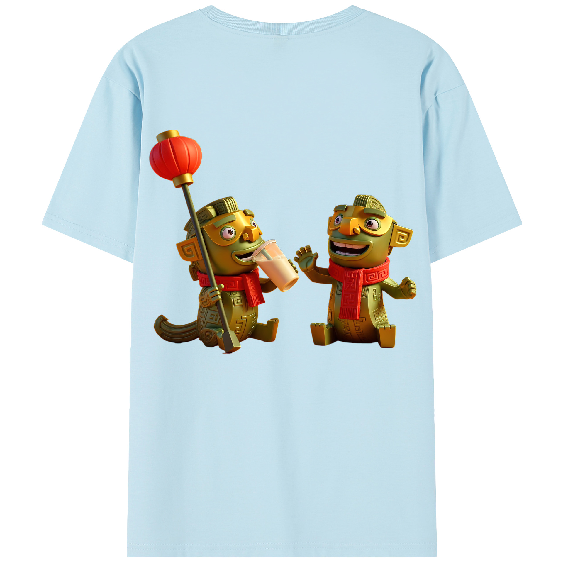 （画像用） Ne Zha 2 ナタ 魔童の大暴れ 綿100％半袖Tシャツ（背面プリント）